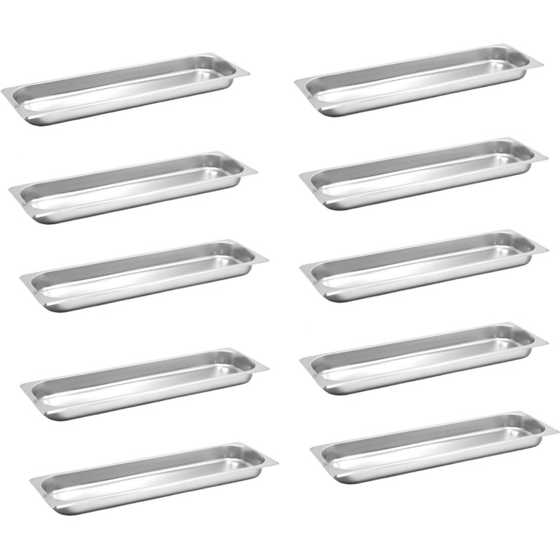Omcan - 1.5" Deep Half-size Long Stainless Steel Steam Table Pan, Pack of 10 - 80648
