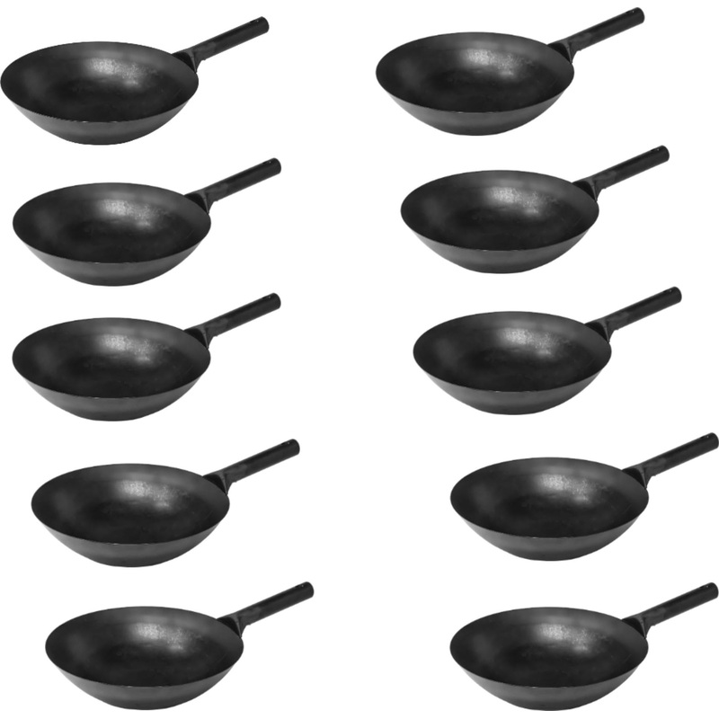 Omcan  - 14" Mandarin Wok Black Iron With Welded Joint, Pack of 10 - 47541