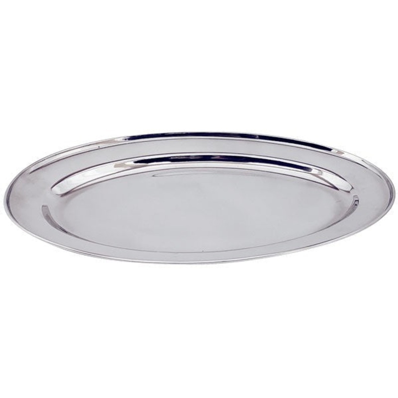 Omcan - 21.6 x 15 Stainless Steel Oval Platter, Pack of 10 - 80810