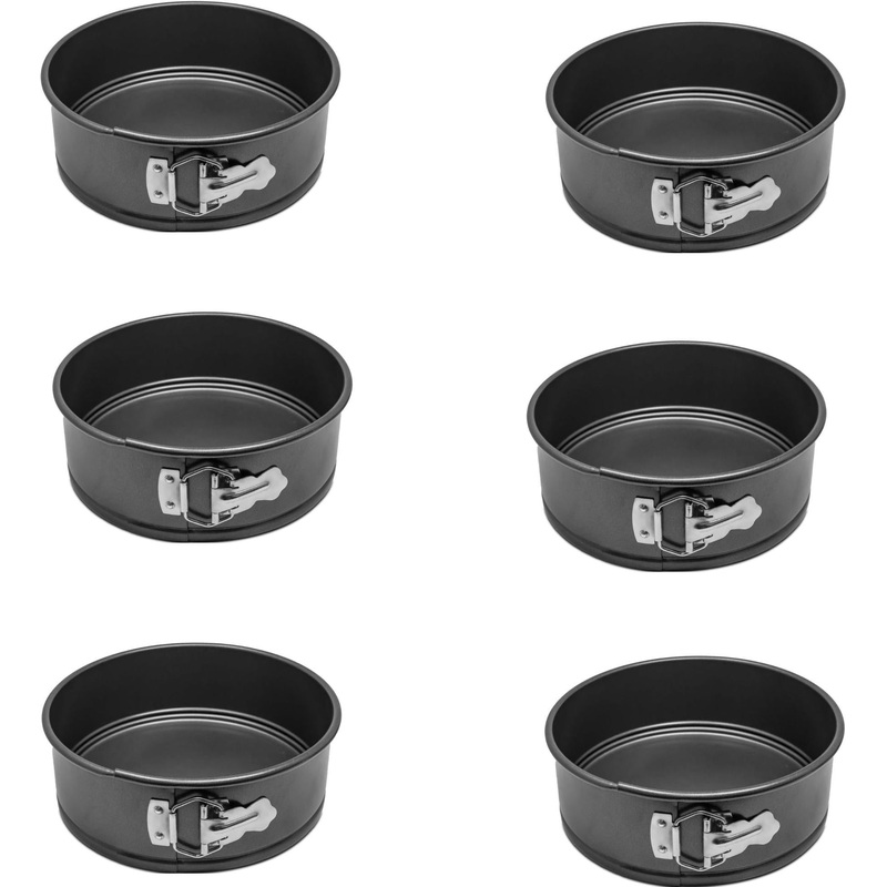 Omcan - 8 x 3 Aluminized Steel Non-Stick Springform Cake Pan, Pack of 6 - 81110