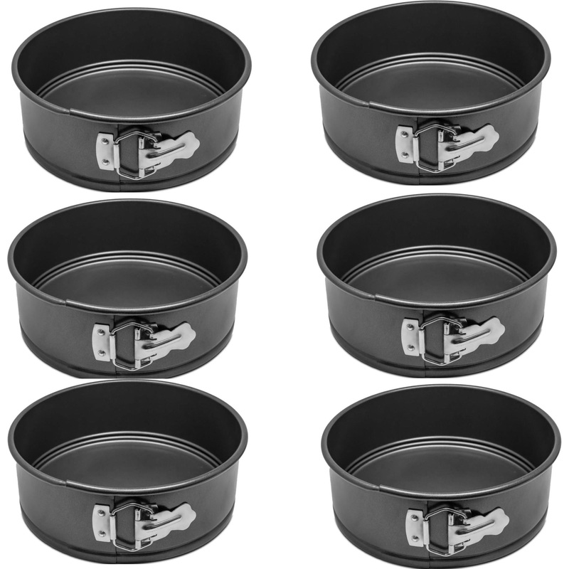 Omcan - 9" x 3" Aluminized Steel Non-Stick Springform Cake Pan, Pack of 6 - 81111
