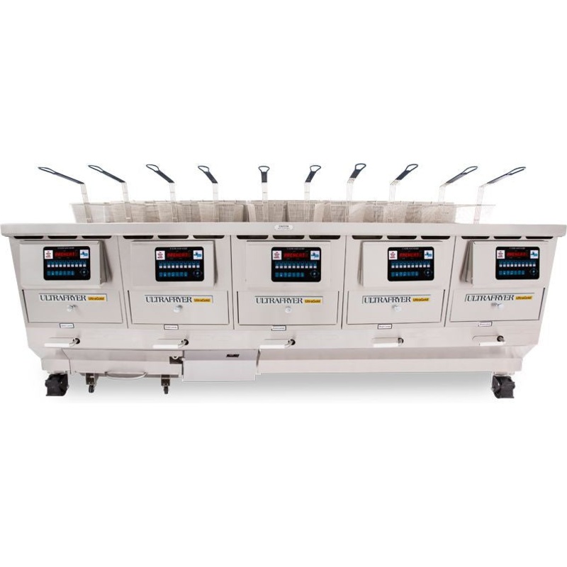 Ultra Fryer - Five Vat Commercial Gas Fryer with UltraClear Filtration - B-P20-18-5-UC