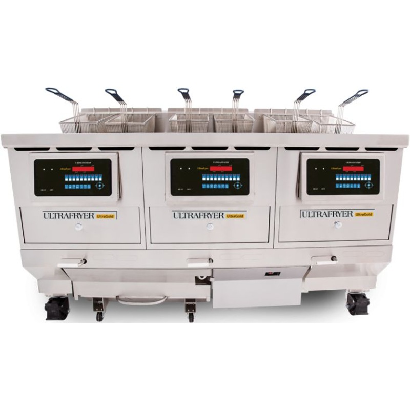 Ultra Fryer - Three Vat Commercial Gas Fryer with UltraClear Filtration - B-P20-18-3-UC
