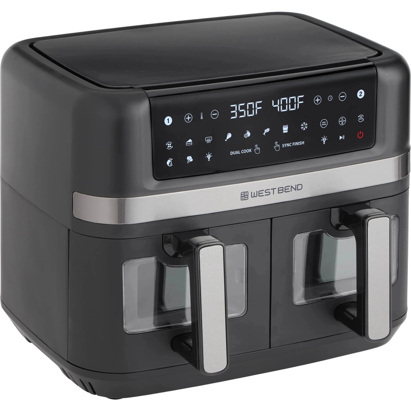 West Bend - 10 QT Back Air Fryer with 15 One-Touch Presets & Easy-View Window - AFWB10BK13