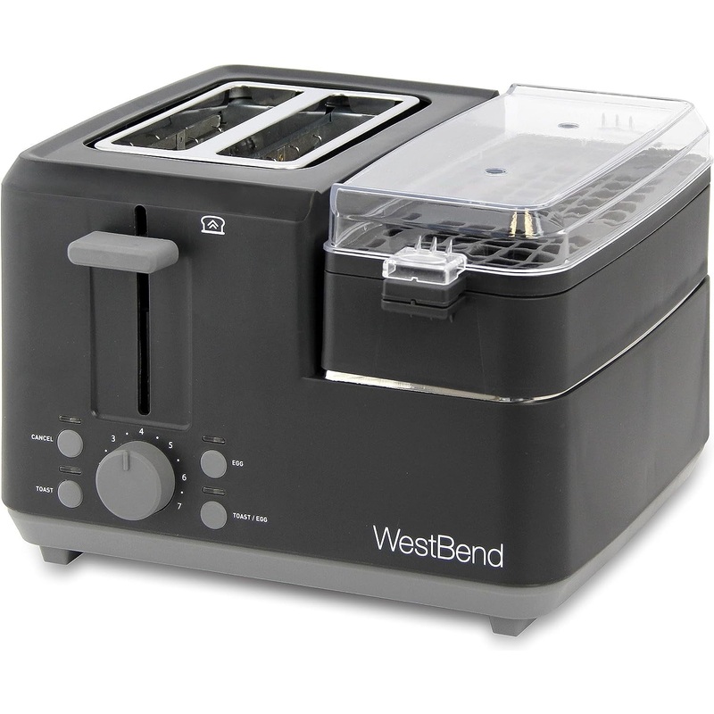 West Bend - 2-Slice Black Toaster with Egg Cooker and Meat Warmer - 78500