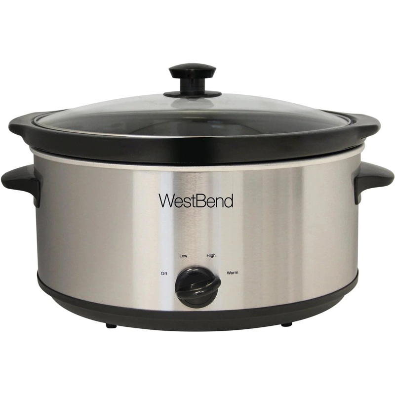 West Bend - 6 QT Stainless Steeel Large Manual Slow Cooker - 87156