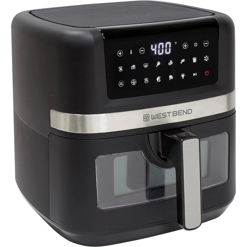 West Bend - 8 QT Back Air Fryer with 13 One-Touch Presets & Easy-View Window  - AFWB8QBK13