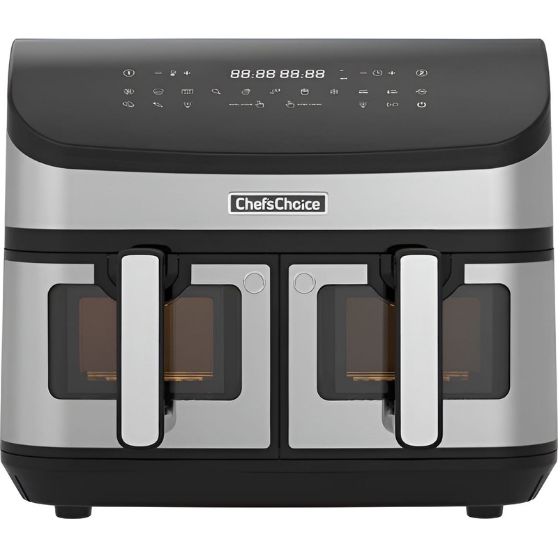 Chef's Choice - 10 Qt Stainless Steel Dual Basket Air Fryer with Clear Window and 15 Presets - AFCC10SS13