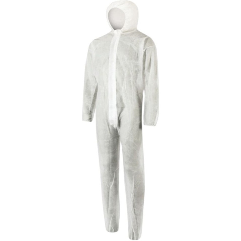 30GSM PP White Coveralls W Hood Medium - CA3000M