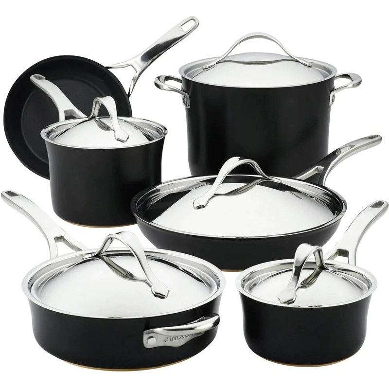 Anolon - 11 PC Nouvelle Copper Luxe Hard Anodized Cookware Set Onyx - 83874 - DISCONTINUED