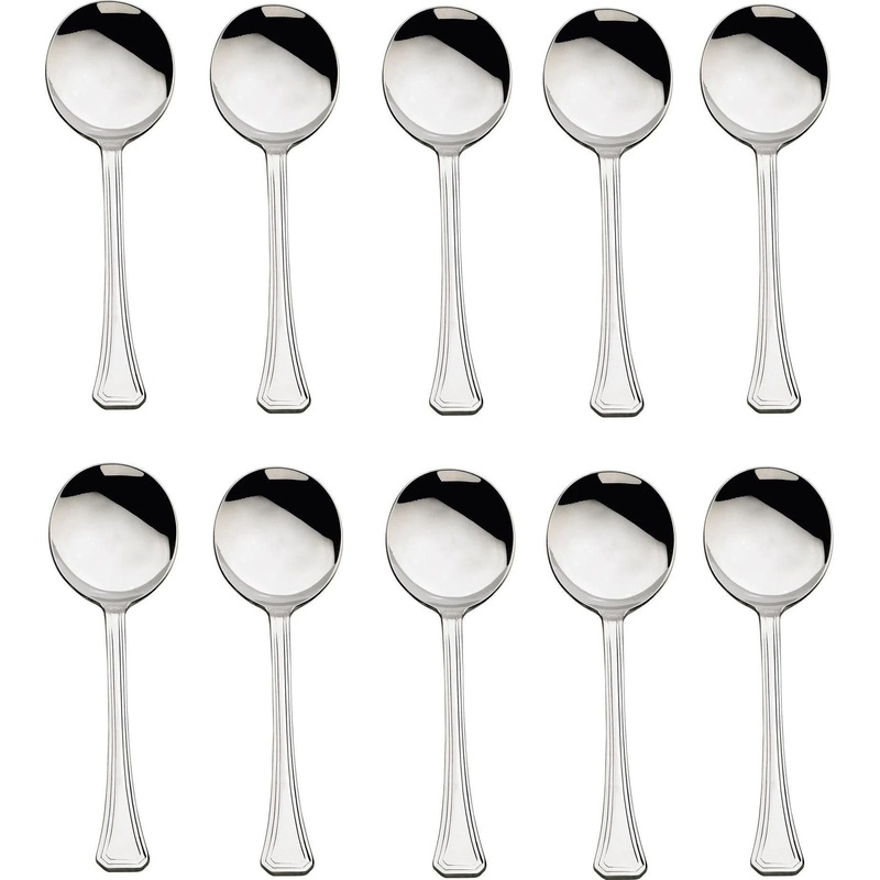 Browne - OXFORD 7.3" Stainless Steel Round Soup Spoon, Pack of 12 - 502013