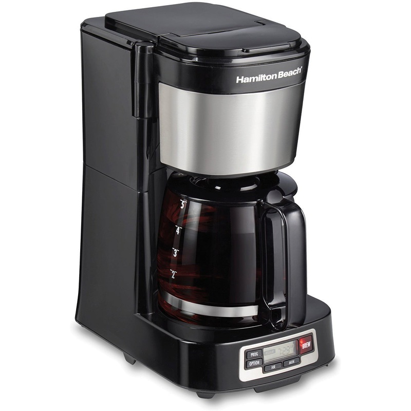 Hamilton Beach - FrontFill 5 Cup Compact Coffee Maker With Glass Carafe - 46111