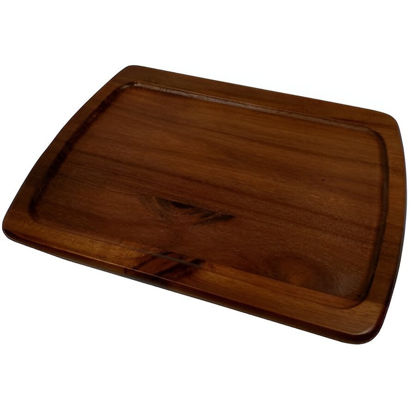 On The Table - 13" x 10" Brown Acacia Wood Dark Wood Large Plate - 107DK