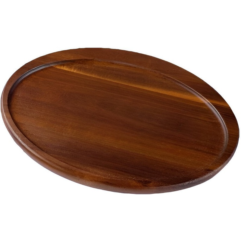 On The Table - 14.25" x 10.5" Brown Acacia Dark Wood Oval Plate - 117-ODK