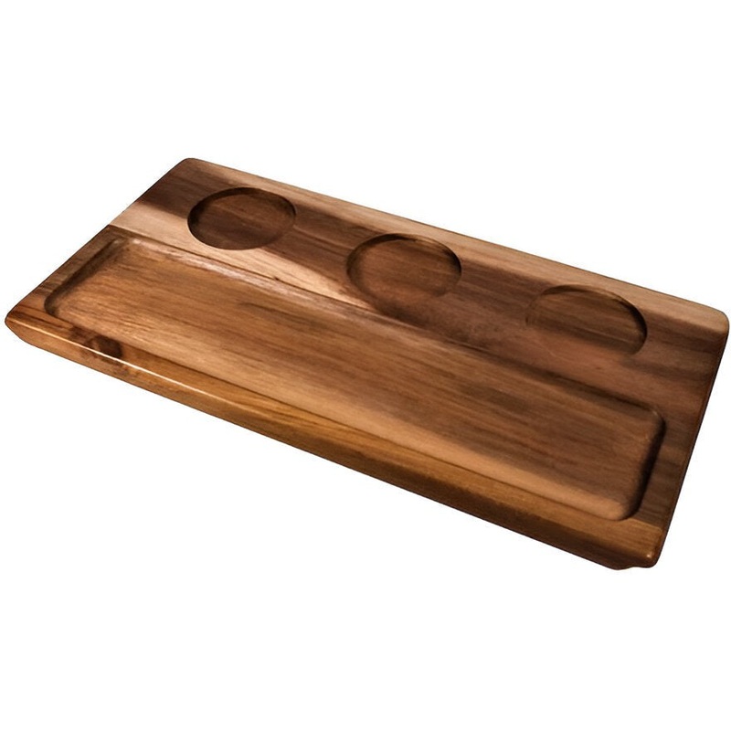 On The Table - 14" x 7.5" Brown Acacia Wood Paired Flight Board - 108 DWS