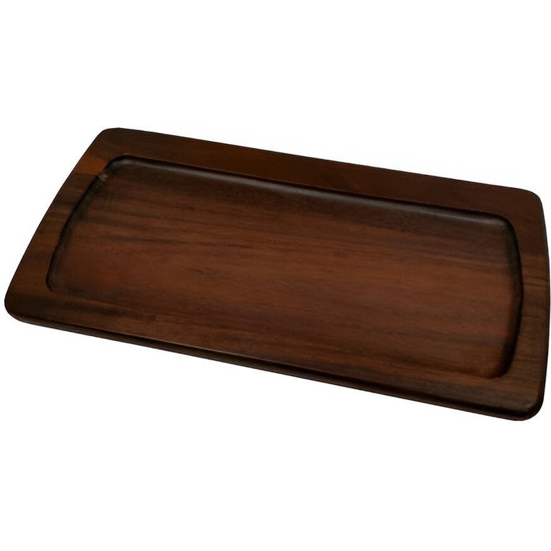 On The Table - 14" x 7" Brown Acacia Wood Dark Wood Medium Plate - 105DK