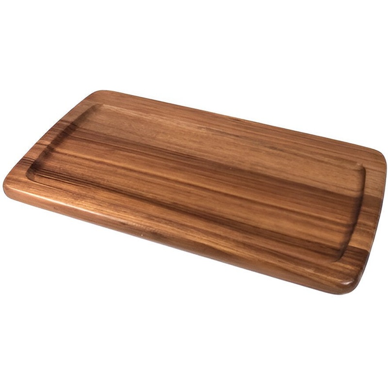 On The Table - 14" x 8" Brown Acacia Wood Medium Plate - 122
