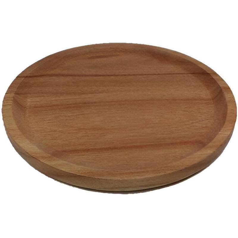 On The Table - 7 5/8" Brown Acacia Wood Round Mini Appetizer Plate - 401