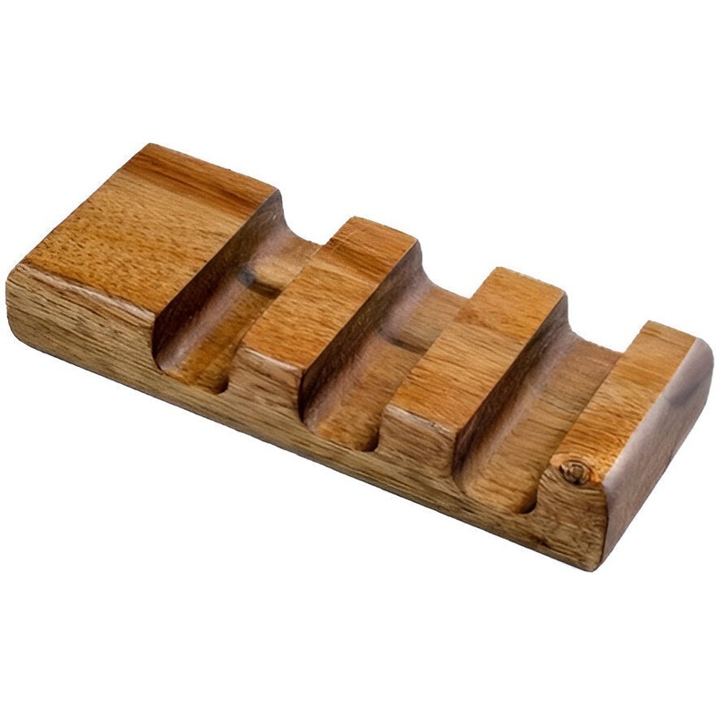 On The Table - 7.5" x 3" x 1.25" Brown Acacia Wood Mini Taco Board - T-501
