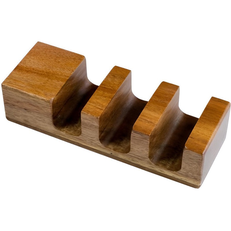 On The Table - 8.25" x 3" x 2" Brown Acacia Wood Taco Board - T-500
