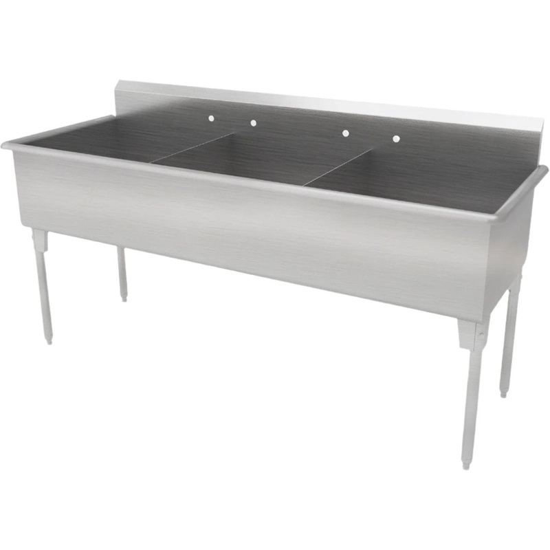 Franesse - 24" x 48" x 14" Stainless Steel Triple Compartment Sink - T2448-14-O