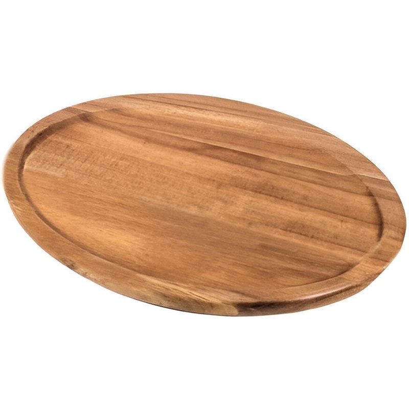 On The Table - 14.25" x 10.5" Brown Acacia Wood Large Oval Plate - 117-O