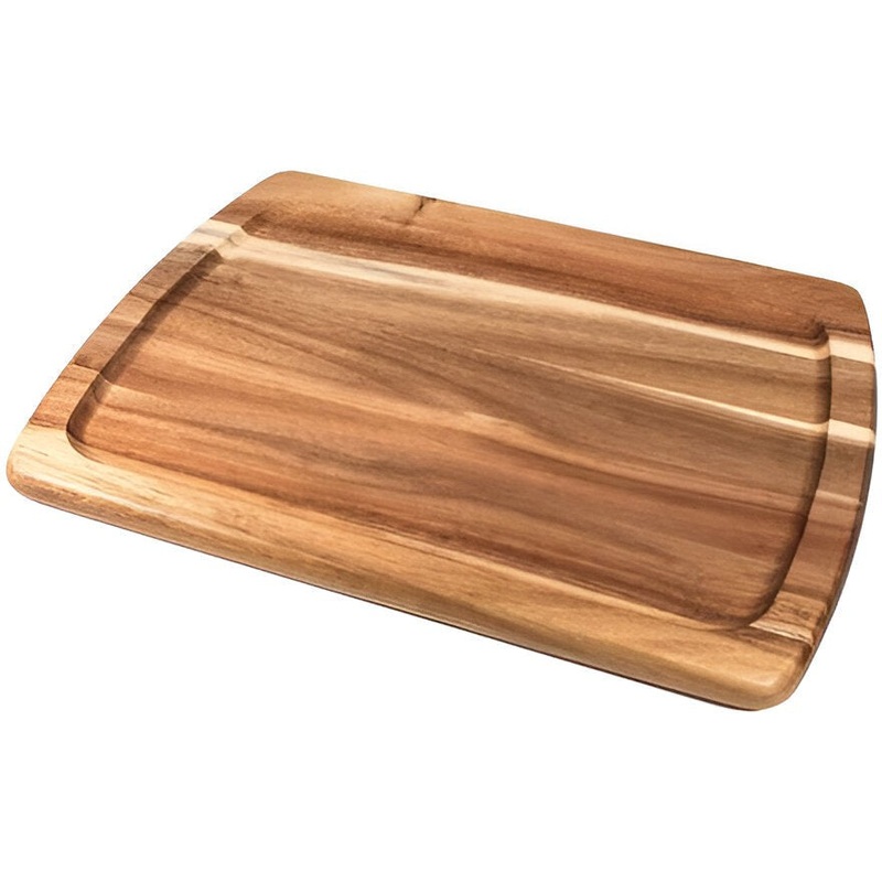 On The Table - 14" x 10.5" Brown Acacia Wood Extra Large Plate - 119
