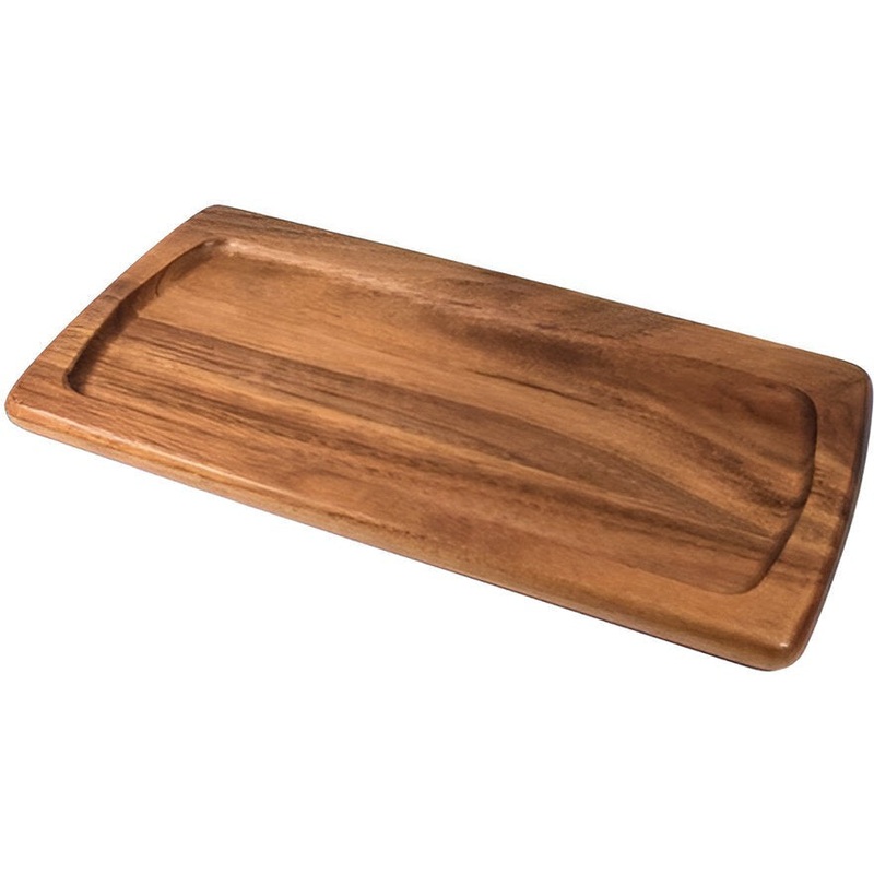 On The Table - 14" x 7" Brown Acacia Wood Long Plate - 105