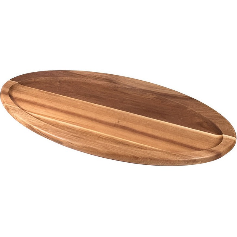 On The Table - 15.5" x 7.5" Brown Acacia Wood Oval Long Plate - 118-O