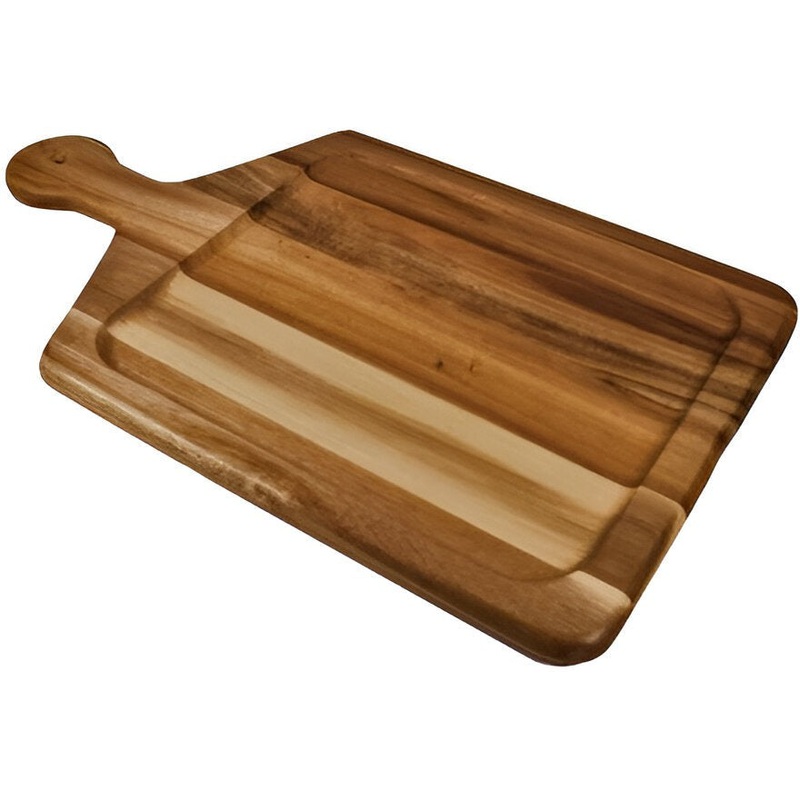 On The Table - 17" x 10" Brown Acacia Wood Wide Paddle Serving Board - 102-T
