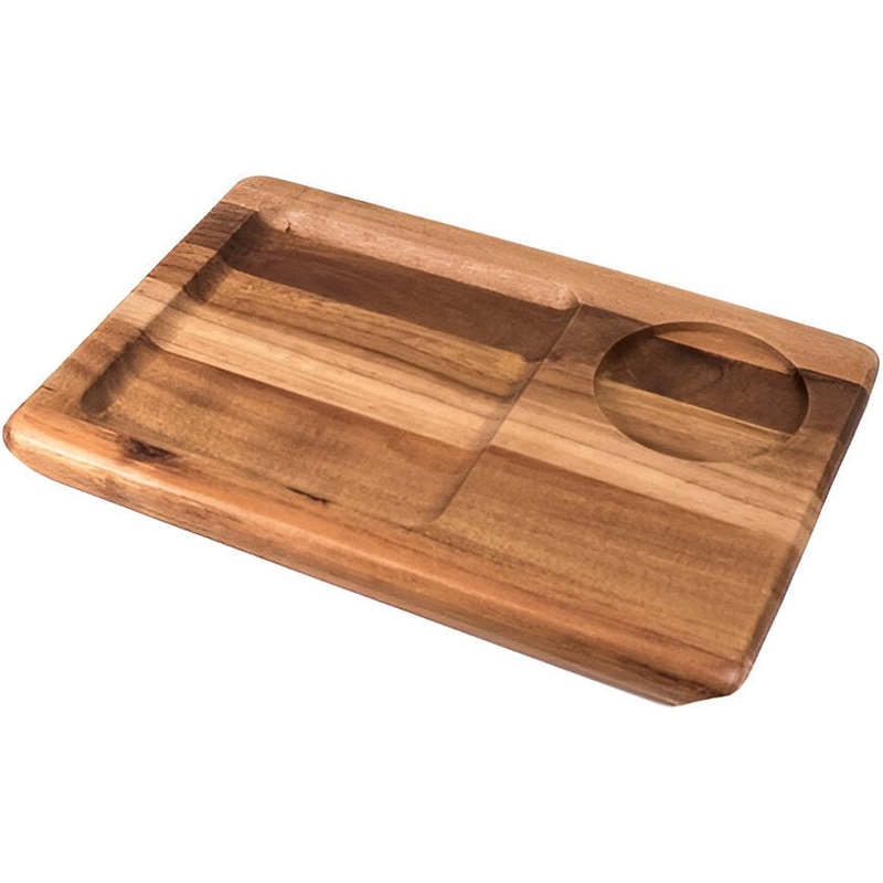 On The Table - 9" x 6" Brown Acacia Wood Mini Plate With Recess Hole - 115