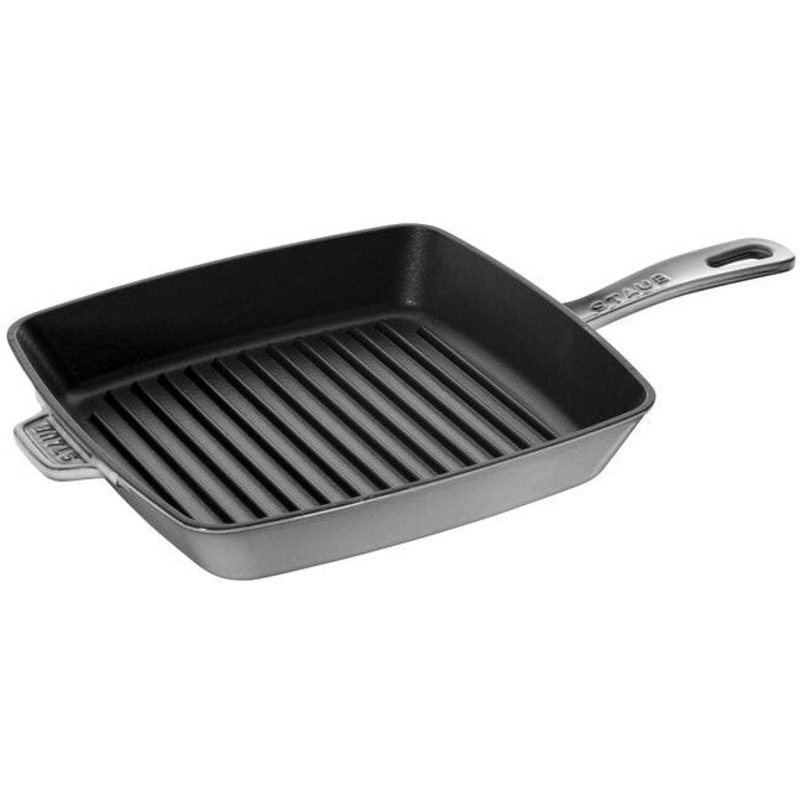 Staub - 10" Cast Iron Square Grill Pan Graphite Grey (26 cm) - 1003309