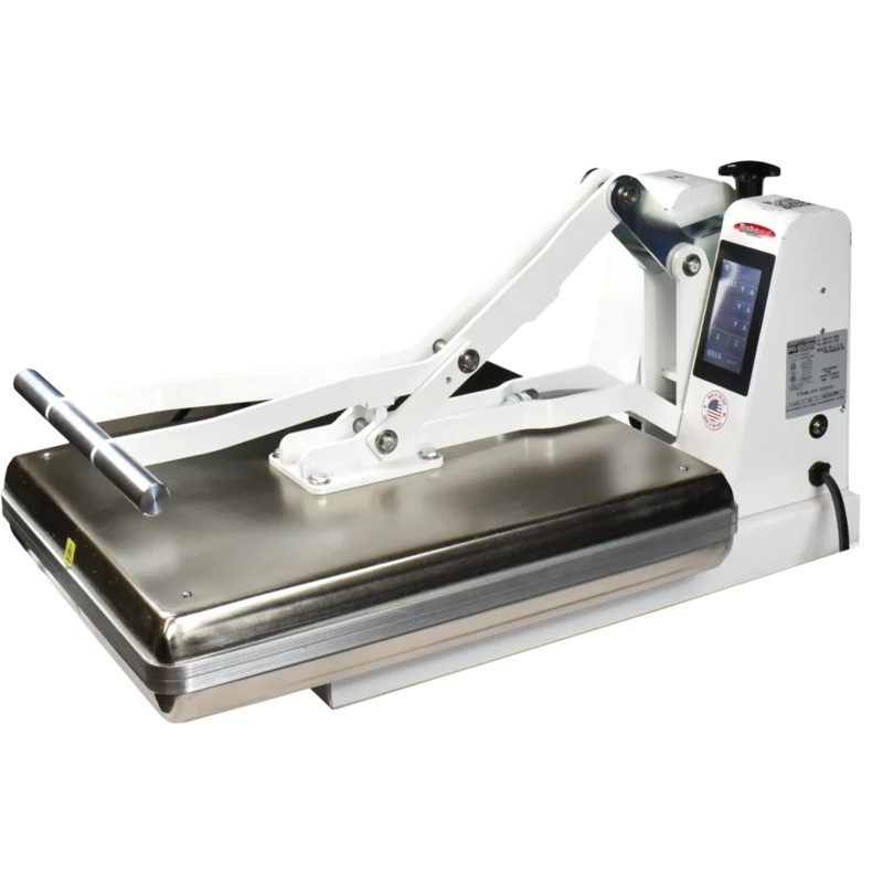 BakeMax - 16 x 20 220V Countertop White Powder Coated Clamshell Manual Dual Heat Tortilla Press - BMTXM20