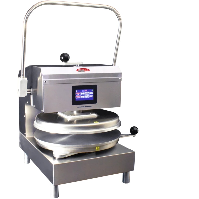 Bakemax - 120V Commercial Countertop Stainless Steel Manual Single Heat Dough Press - BMDXMSS-120