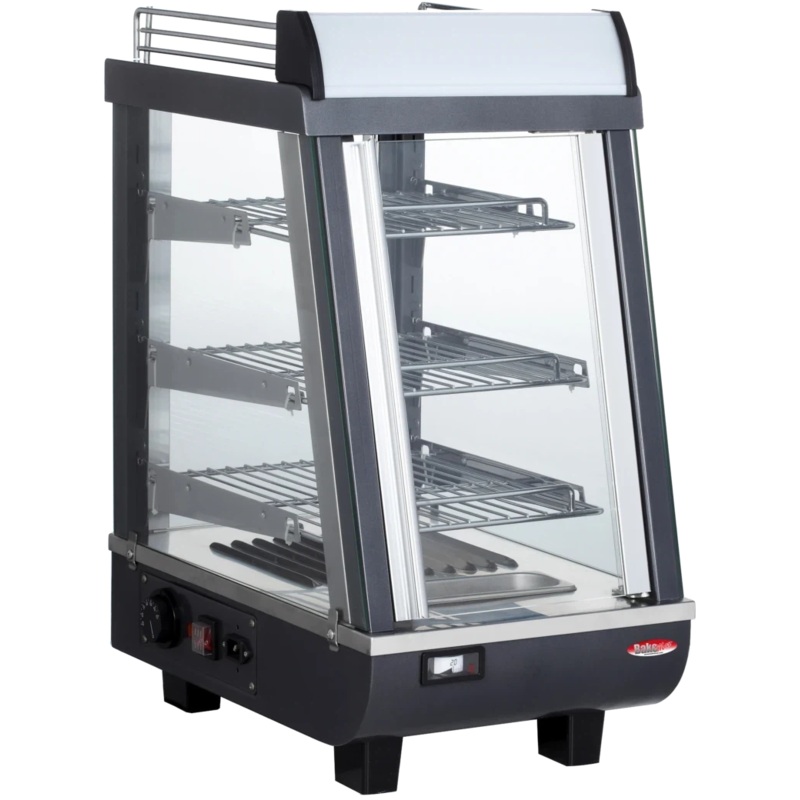 Bakemax - 14" Stainless Steel Wide Countertop Electric Heated Display Case With LED Lighting - BMTSC14
