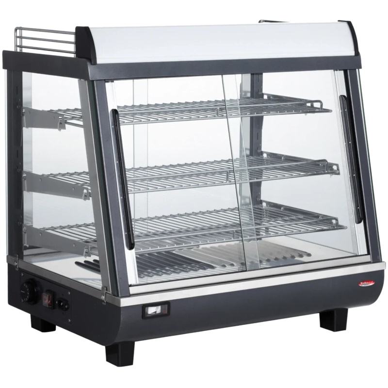 Bakemax - 27" Stainless Steel Wide Countertop Electric Heated Display Case With LED Lighting - BMTSC27