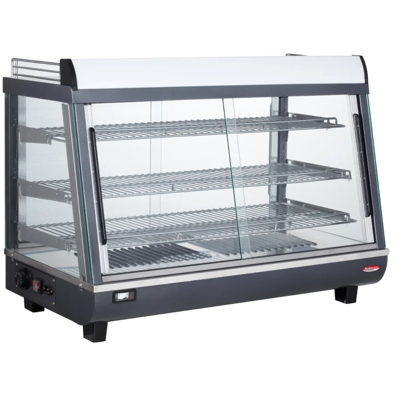 Bakemax - 36" Stainless Steel Wide Countertop Electric Heated Display Case With LED Lighting - BMTSC36