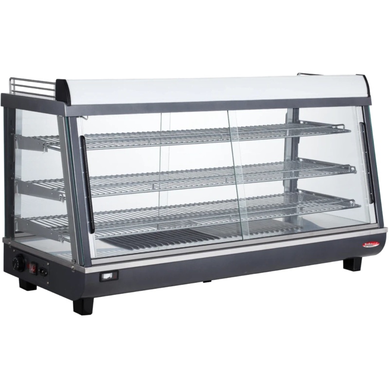 Bakemax - 48" Stainless Steel Wide Countertop Electric Heated Display Case with LED Lighting - BMTSC48