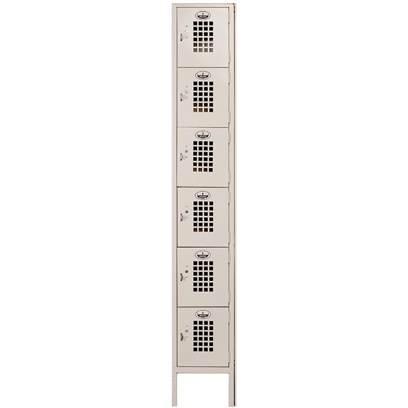 Winholt - 12" x 12" Single Column Six Door Open Base & Slant Top Locker - WL-66-OB-ST (Non-Cancelable Item, ETA 2-4 Weeks, SPECIAL ORDER)