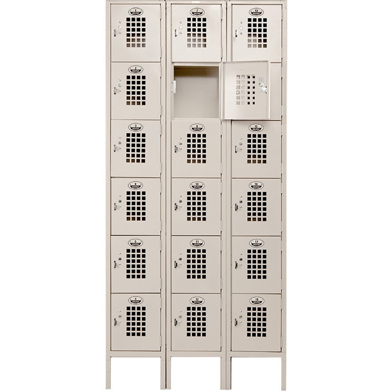 Winholt - 36" x 18" Three Column Eighteen Door Locker with Perforated Door - WL-618-18 (Non-Cancelable Item, ETA 2-4 Weeks, SPECIAL ORDER)