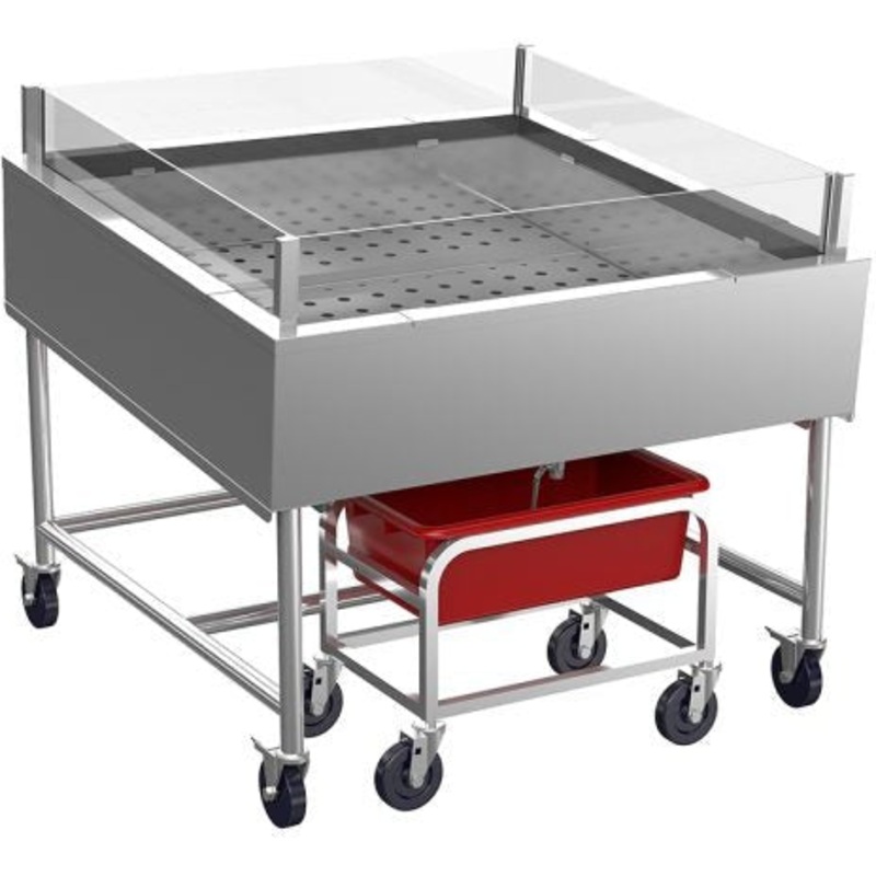 Winholt - 48" Insulated Display Table With Sneeze Guards & Lug Cart with Lug - SSMIT-4848-MLC-SNG-KIT (Non-Cancelable Item, ETA 2-4 Weeks, SPECIAL ORDER)