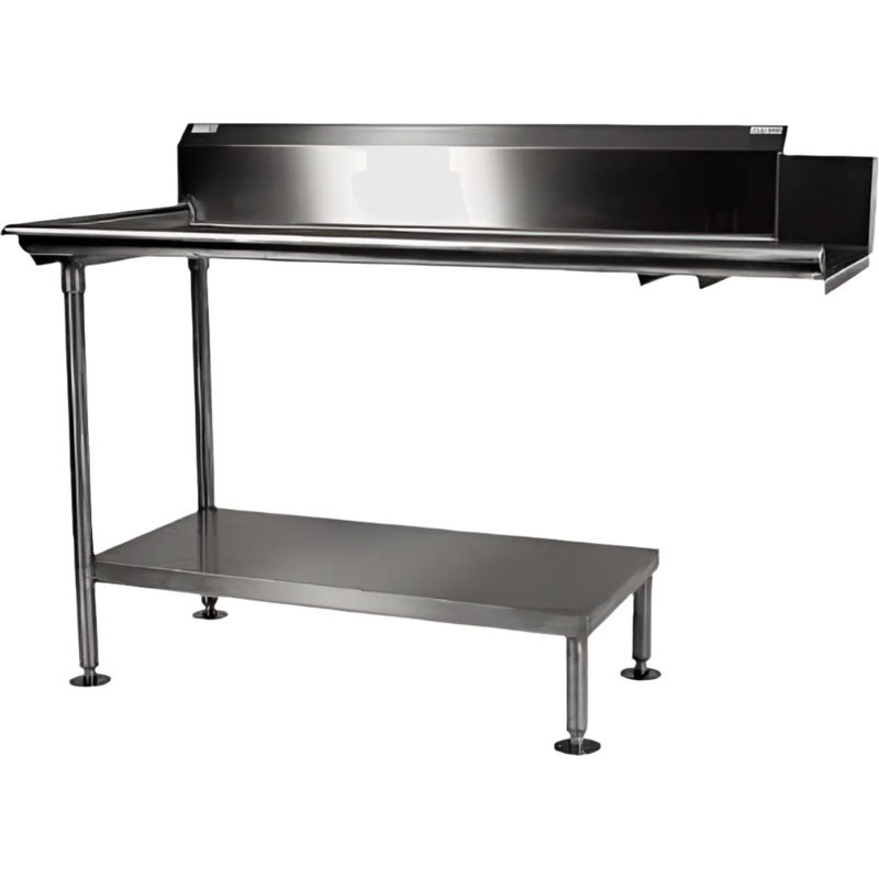 Winholt - 48" Clean Stainless Steel Straight Dish Table with Right Table, 9" Backsplash, and Steel Legs - CDT-14-S-48L (Non-Cancelable Item, ETA 2-4 Weeks, SPECIAL ORDER)