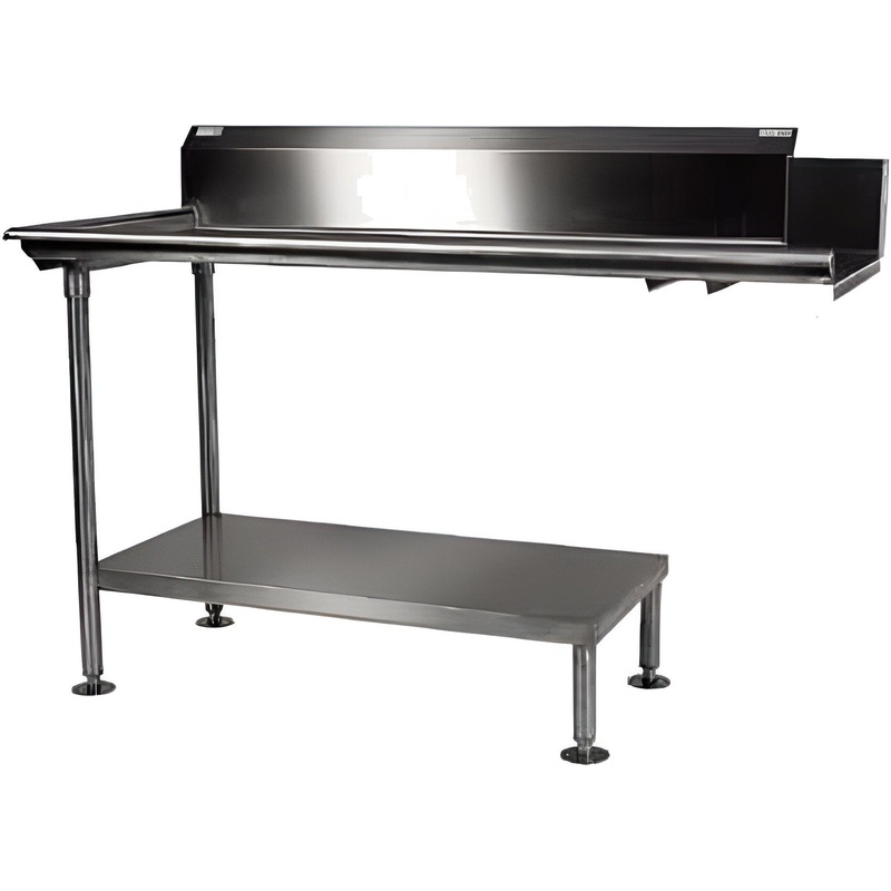 Winholt - 84" Clean Stainless Steel 16 GA Straight Dish Table with Left Table, 9" Backsplash, and Steel Legs - CDT-16-S-84R (Non-Cancelable Item, ETA 2-4 Weeks, SPECIAL ORDER)