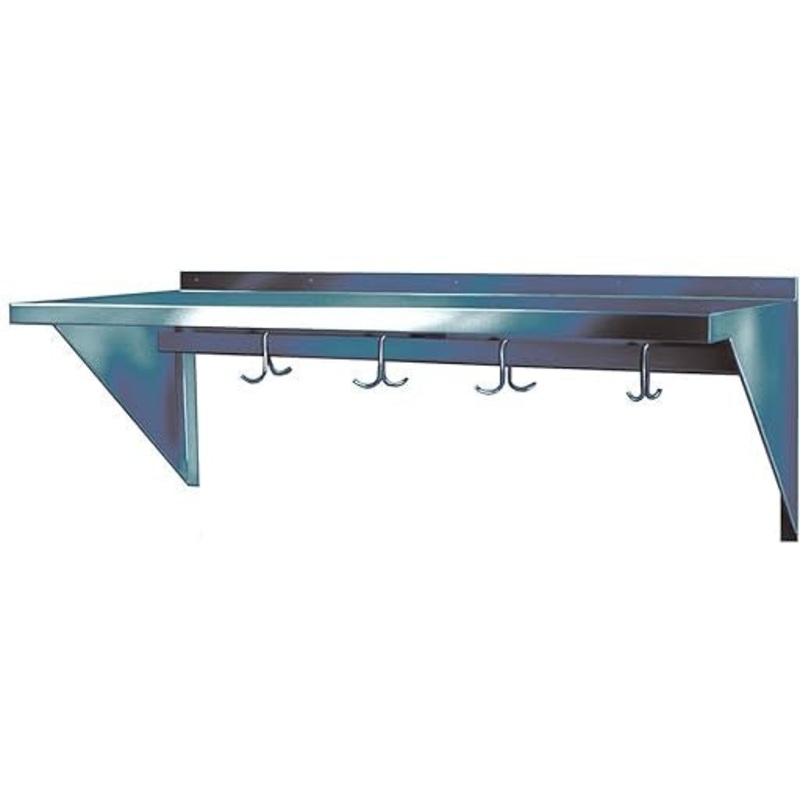 Winholt - 96" x 12" Stainless Steel Wall-Mounted Pot Rack & Hook - SSWMSH128 (Non-Cancelable Item, ETA 2-4 Weeks, SPECIAL ORDER)