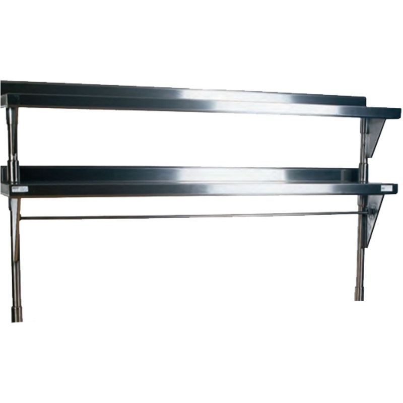 Winholt - 12" x 48" Stainless Steel Double Mount Overshelf & Table - SSTMDS-1248 (Non-Cancelable Item, ETA 2-4 Weeks, SPECIAL ORDER)