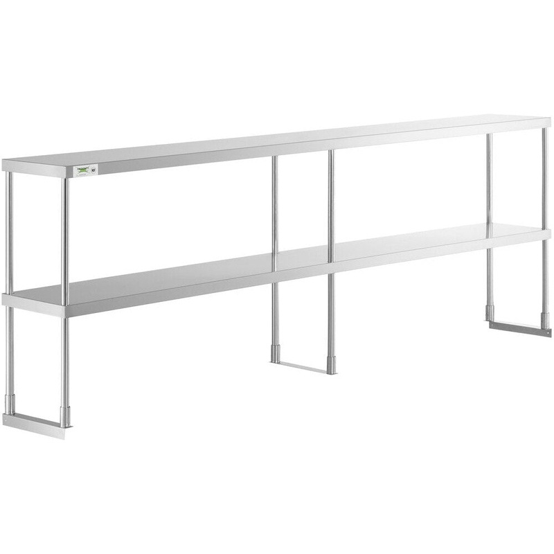 Winholt - 12" x 96" Stainless Steel Double Mount Overshelf & Table - SSTMDS-1296 (Non-Cancelable Item, ETA 2-4 Weeks, SPECIAL ORDER)