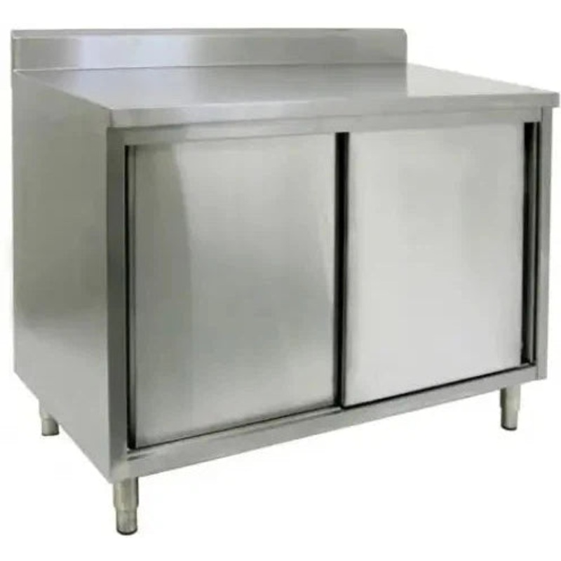 Winholt - 24" x 30" Stainless Steel Boxed Backsplash with 45 Return & (2) Sliding Doors Without Mid-Shelf Storage Cabinet - STCT-BBD2430 (Non-Cancelable Item, ETA 2-4 Weeks, SPECIAL ORDER)