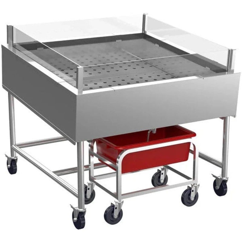 Winholt - 48" x 48" Stainless Steel Insulated Cold Food Display Table with Pan - SSMIT-4848MLC-SNG (Non-Cancelable Item, ETA 2-4 Weeks, SPECIAL ORDER)