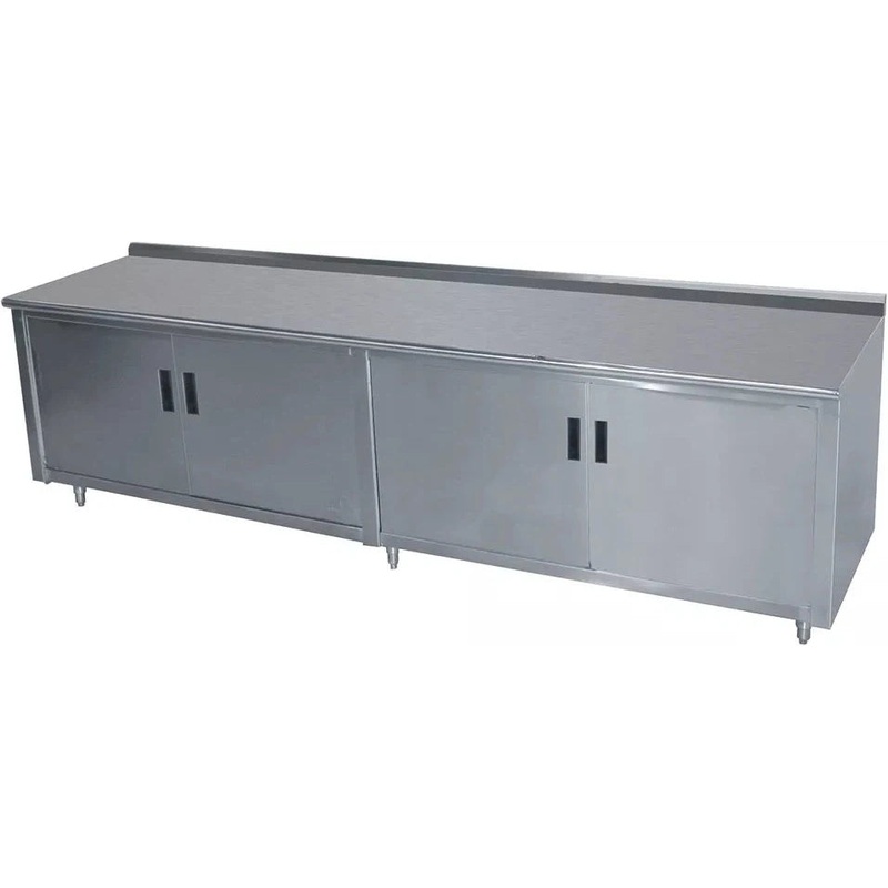 Winholt - 120" x 30" Stainless Steel Enclosed Cabinet Worktable with 4 Hinged Doors and Middle Shelf - STCT-D30120-MS (Non-Cancelable Item, ETA 2-4 Weeks, SPECIAL ORDER)
