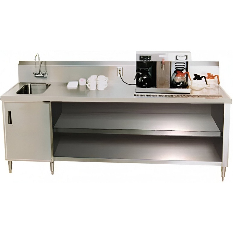 Winholt - 14" x 16" x 12" Stainless Steel Left Side Built-in Sink Beverage Counter with Arine Edge Across Front & Side - STCT-BC-3060-L (Non-Cancelable Item, ETA 2-4 Weeks, SPECIAL ORDER)